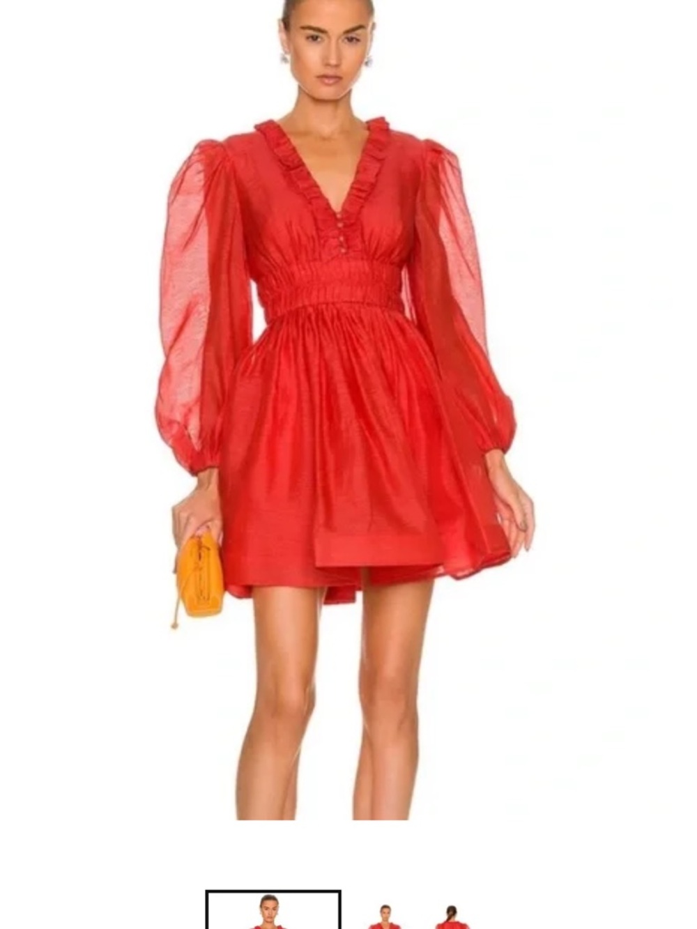 Zimmermann Coral Red Ruffle Detail Dress - Picture 3 of 10
